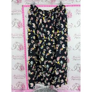 Skirt flowers vintage flowy Black Floral Print Maxi Skirt - Women's